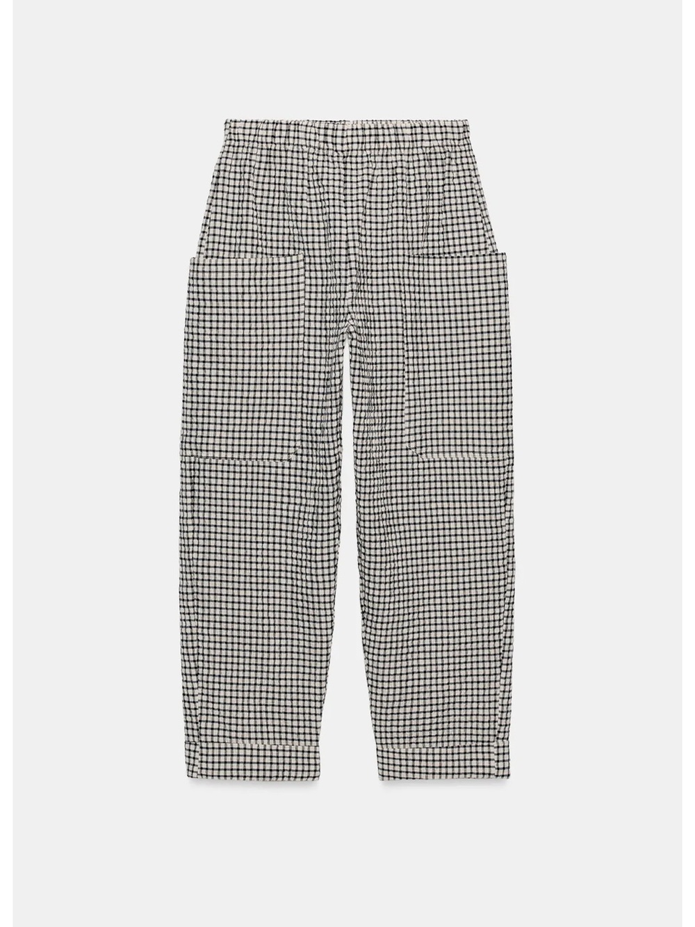 NWT Zara Cotton Gingham/Plaid Elastic Waist Pants NEW - Picture 7 of 10